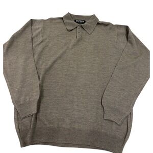 Brandini Men's Polo Merino Wool Sweater Oliver Green Sz M Italian Made Business